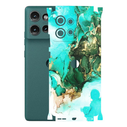 Motorola Phone Skins (All Models) - The Blue Gold Marble - Matte Finish (M-124) Motorola Edge 50 (5G)