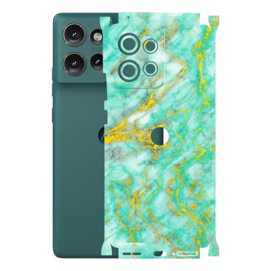 Motorola Phone Skins (All Models) - Green And Gold Marble Feel - Matte Finish (M-16) Motorola Edge 50 (5G)