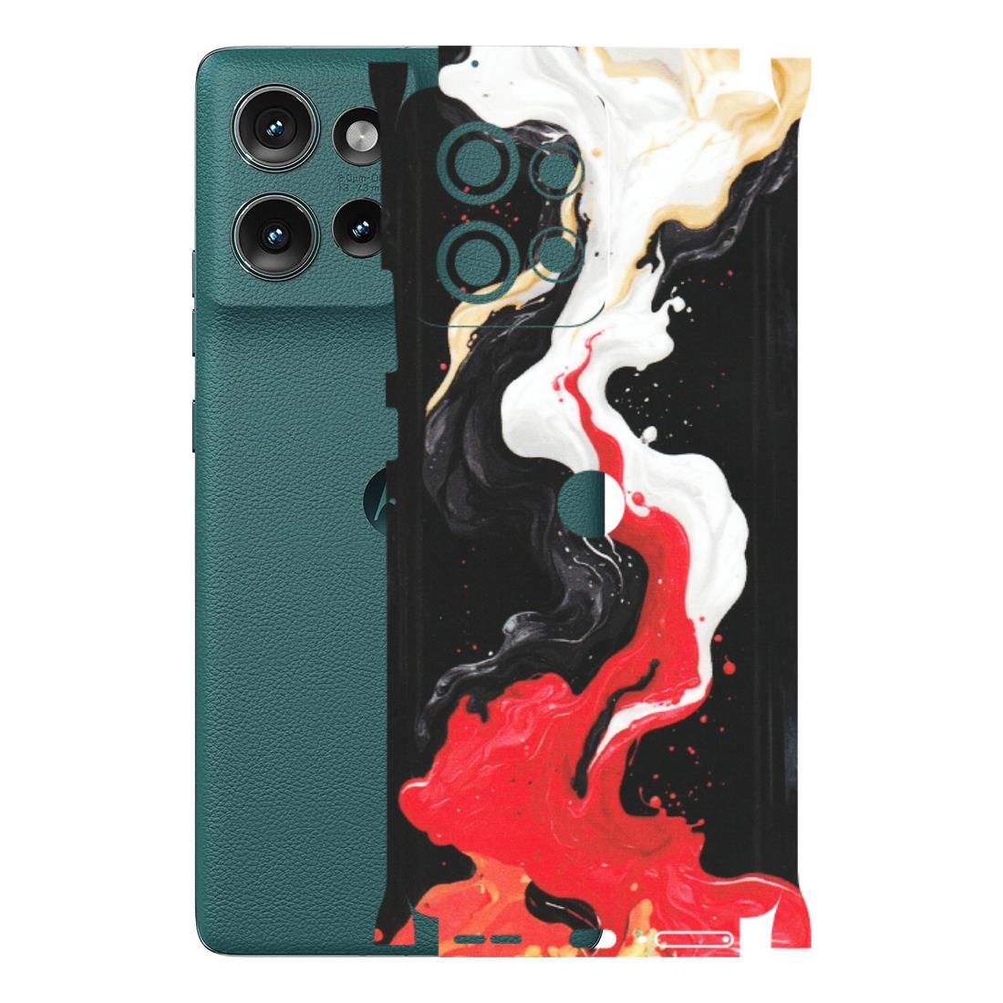 Motorola Phone Skins (All Models) - Black Red White Paint Splash Fusion - Matte Finish (M-56) Motorola Edge 50 (5G)