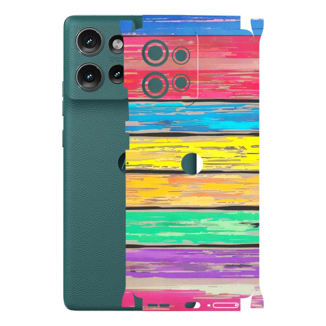 Motorola Phone Skins (All Models) - Multi Colour Wooden Wall - Matte Finish (M-96) Motorola Edge 50 (5G)