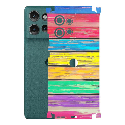Motorola Phone Skins (All Models) - Multi Colour Wooden Wall - Matte Finish (M-96) Motorola Edge 50 (5G)
