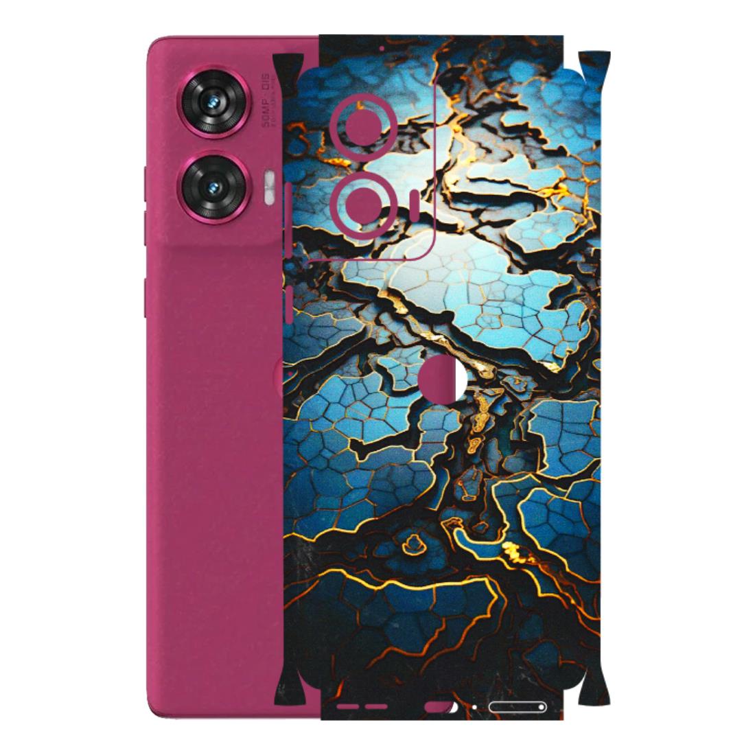 Motorola Phone Skins (All Models) - Blue Gold Abstract - 3D Embossed Finish (L-11) Motorola Edge 50 Fusion (5G)