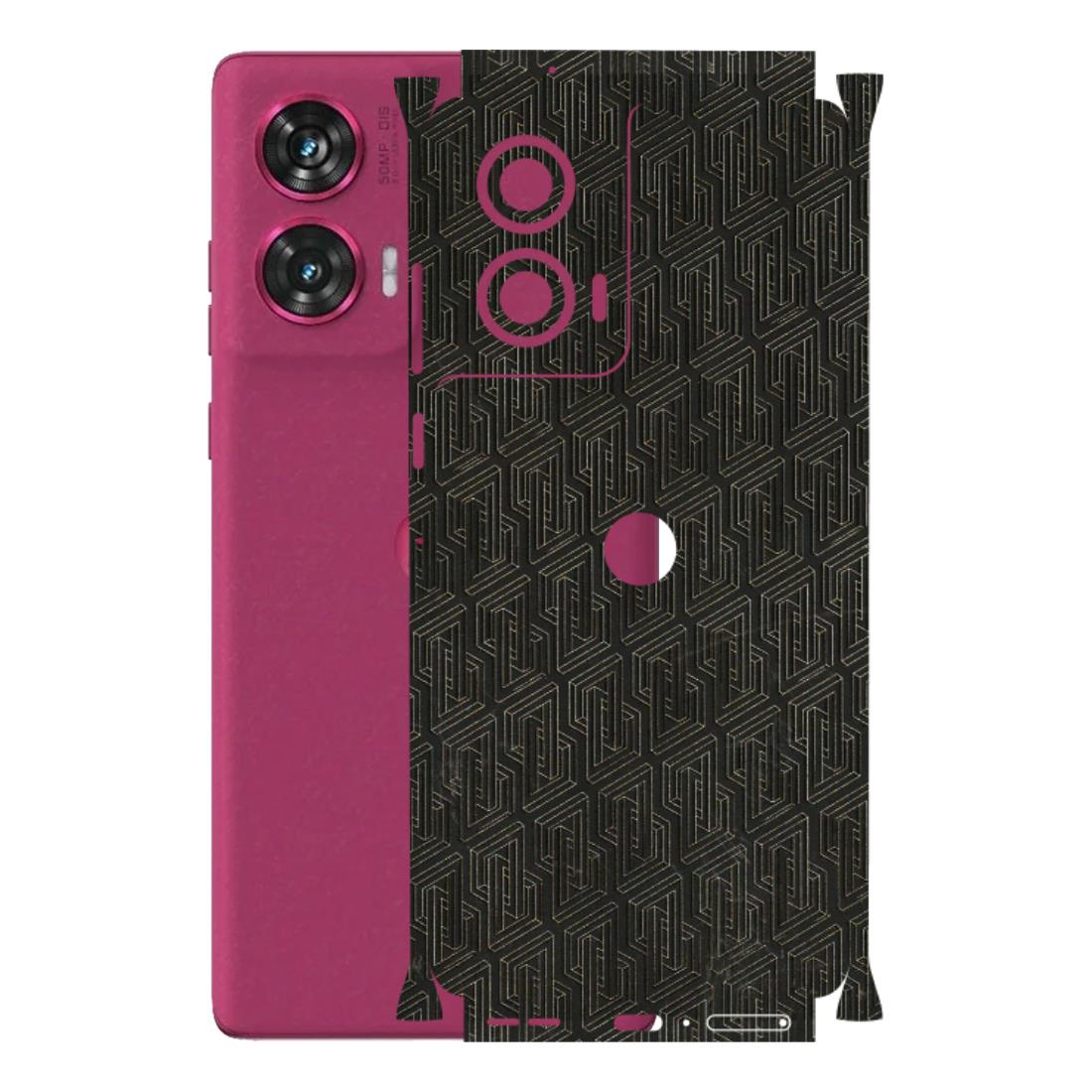 Motorola Phone Skins (All Models) - Black Abstract Pattern - 3D Embossed Finish (L-117) Motorola Edge 50 Fusion (5G)