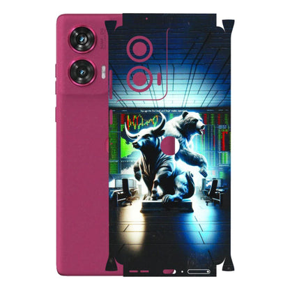 Motorola Phone Skins (All Models) - Stock Market Sensex Bear vs Bulls - 3D Embossed Finish (L-15) Motorola Edge 50 Fusion (5G)