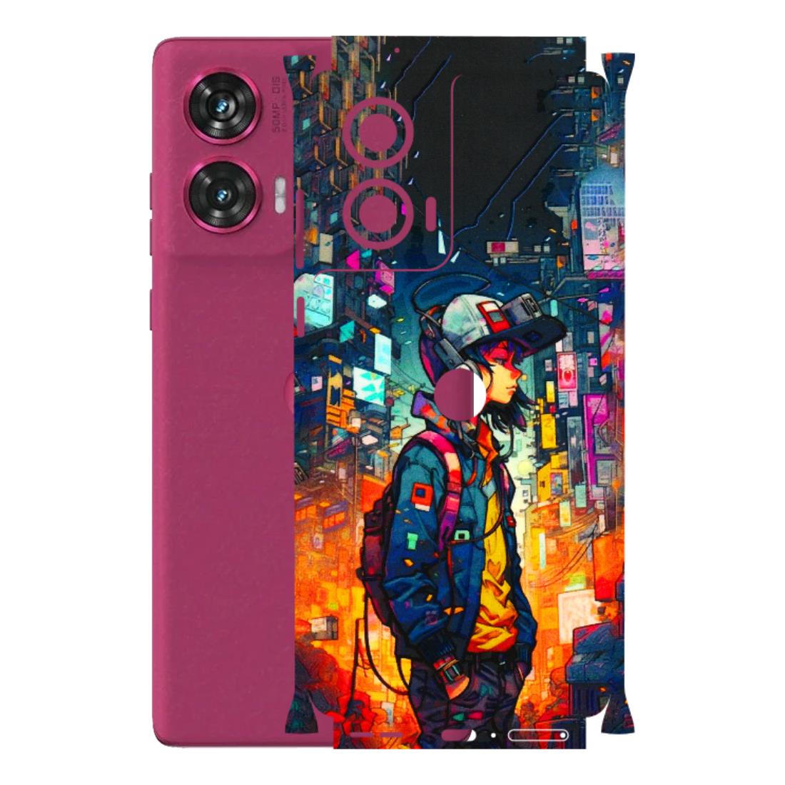 Motorola Phone Skins (All Models) - Street Anime Guy - 3D Embossed Finish (L-158) Motorola Edge 50 Fusion (5G)