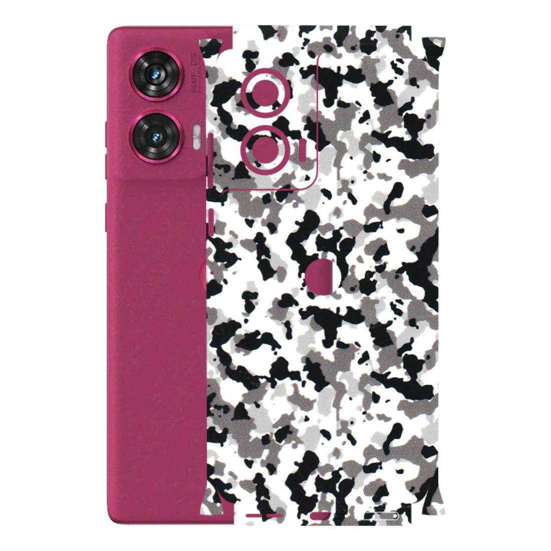 Motorola Phone Skins (All Models) - White Black Camouflage - 3D Embossed Finish (L-18) Motorola Edge 50 Fusion (5G)