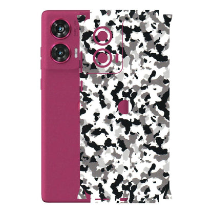 Motorola Phone Skins (All Models) - White Black Camouflage - 3D Embossed Finish (L-18) Motorola Edge 50 Fusion (5G)
