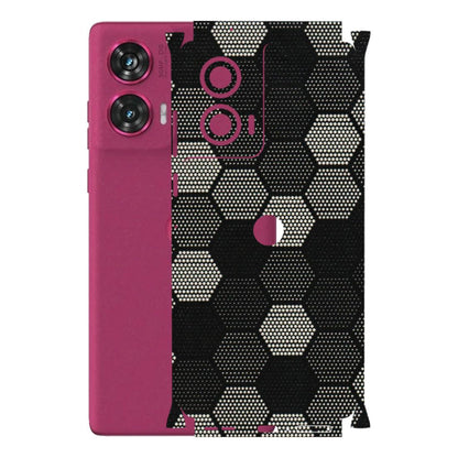 Motorola Phone Skins (All Models) - Black & White Dotted Honeycomb Texture - 3D Embossed Finish (L-202) Motorola Edge 50 Fusion (5G)