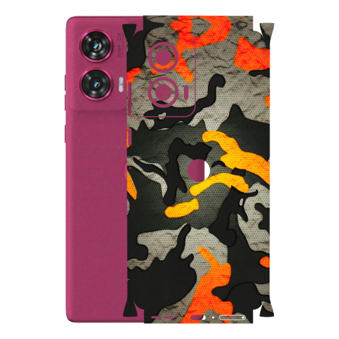 Motorola Phone Skins (All Models) - Orange Camouflage - 3D Embossed Finish (L-204) Motorola Edge 50 Fusion (5G)