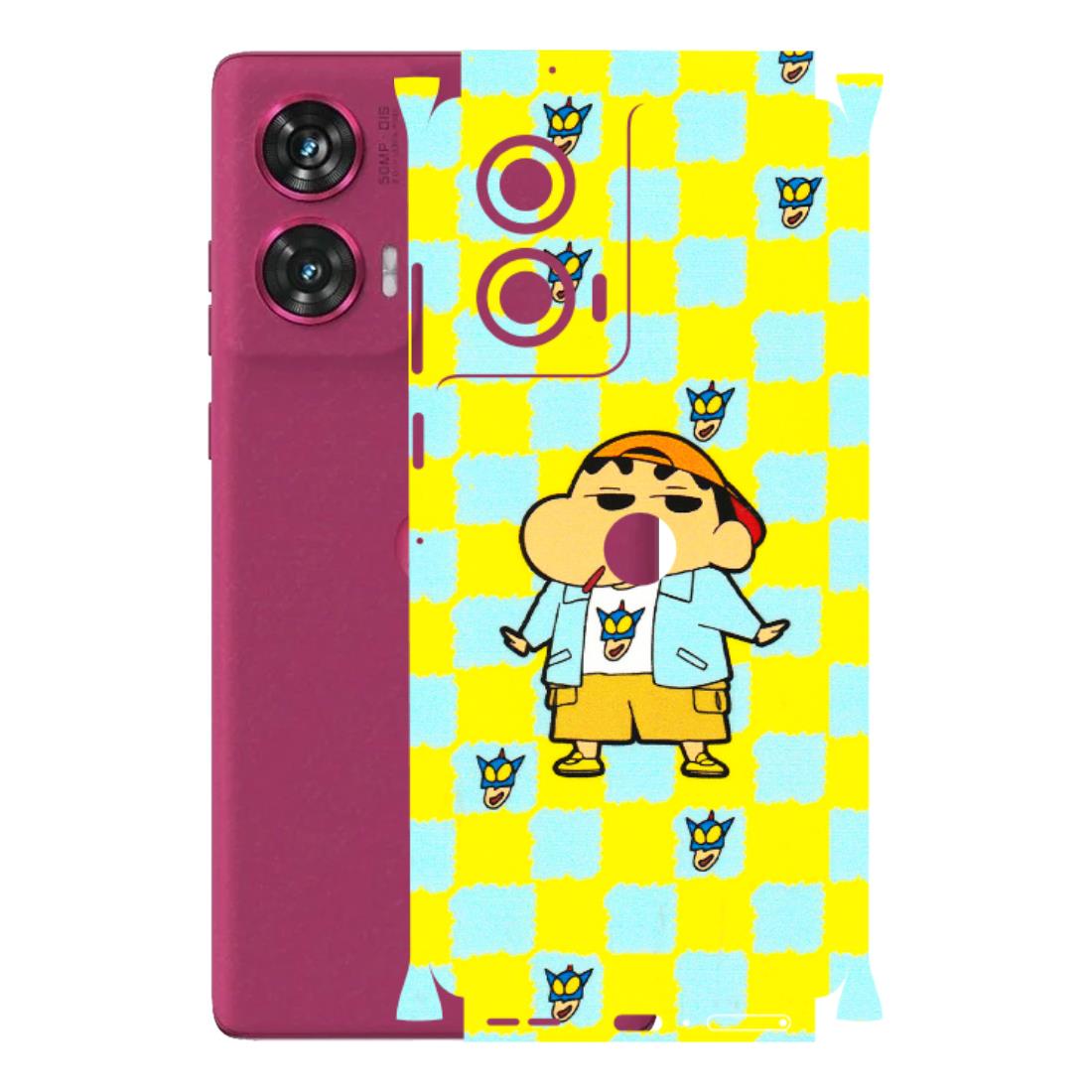 Motorola Phone Skins (All Models) - Yellow Blue Shinchan Cute - 3D Embossed Finish (L-221) Motorola Edge 50 Fusion (5G)