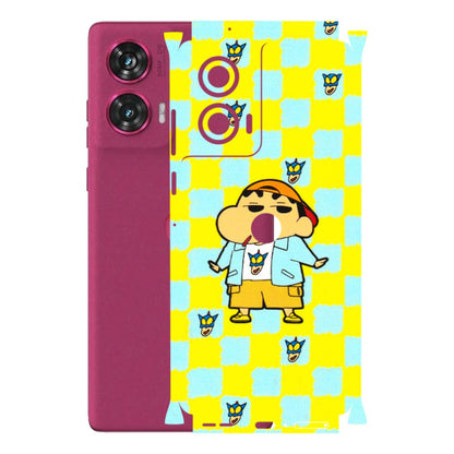 Motorola Phone Skins (All Models) - Yellow Blue Shinchan Cute - 3D Embossed Finish (L-221) Motorola Edge 50 Fusion (5G)