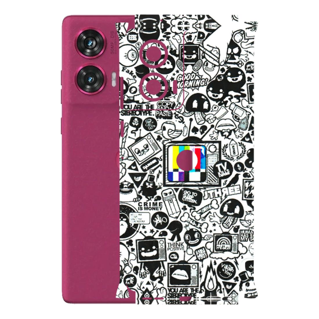 Motorola Phone Skins (All Models) - Doodles Positive Art - 3D Embossed Finish (L-263) Motorola Edge 50 Fusion (5G)