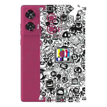 Motorola Phone Skins (All Models) - Doodles Positive Art - 3D Embossed Finish (L-263) Motorola Edge 50 Fusion (5G)