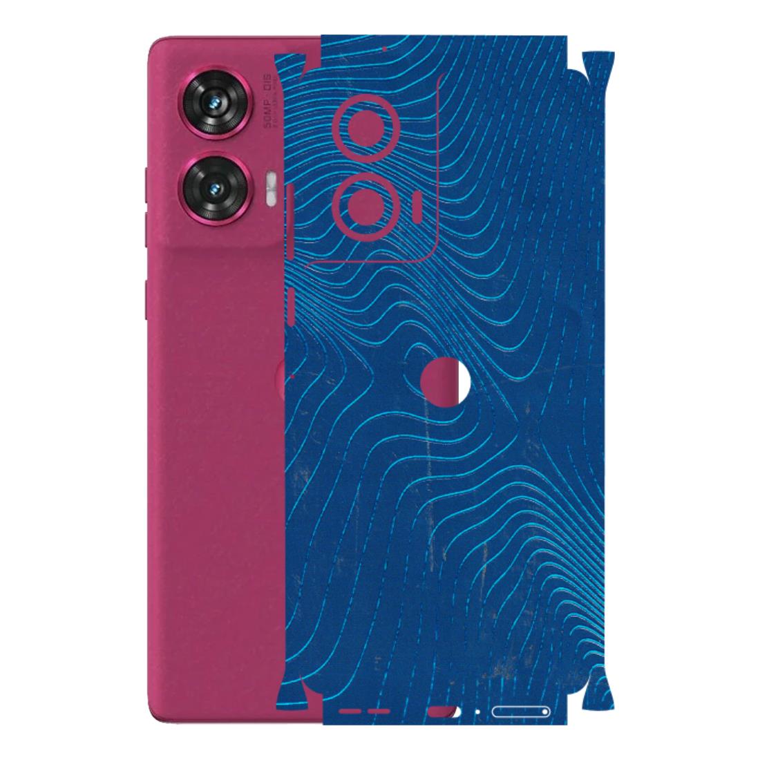 Motorola Phone Skins (All Models) - Abstract Blue Line Map - 3D Embossed Finish (L-272) Motorola Edge 50 Fusion (5G)