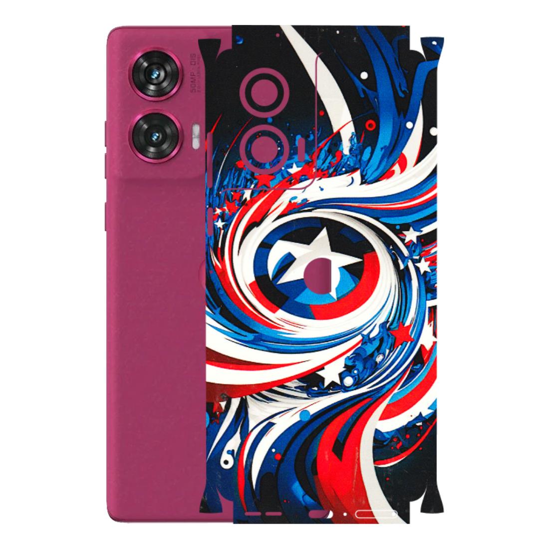 Motorola Phone Skins (All Models) - Captain America Logo - 3D Embossed Finish (L-307) Motorola Edge 50 Fusion (5G)