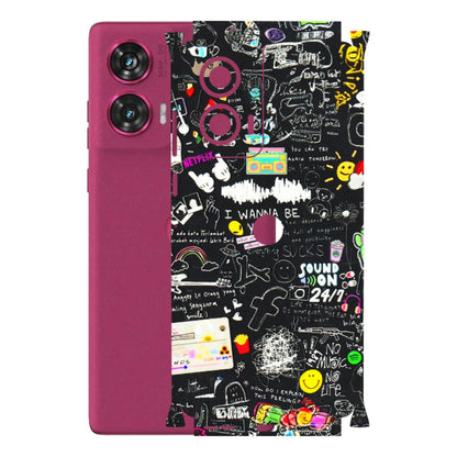 Motorola Phone Skins (All Models) - Black Creatives Doodles - 3D Embossed Finish (L-311) Motorola Edge 50 Fusion (5G)