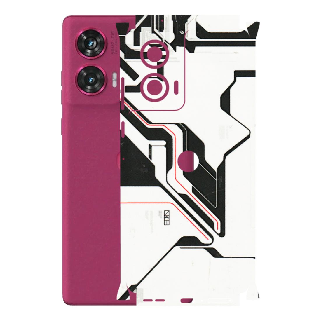 Motorola Phone Skins (All Models) - White Techy Logo - 3D Embossed Finish (L-312) Motorola Edge 50 Fusion (5G)