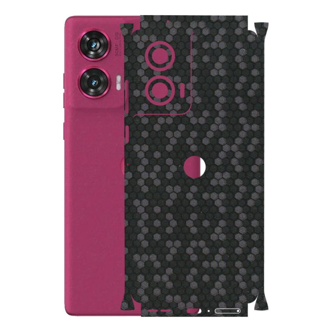 Motorola Phone Skins (All Models) - Black Grey Honeycomb Sober - 3D Embossed Finish (L-85) Motorola Edge 50 Fusion (5G)
