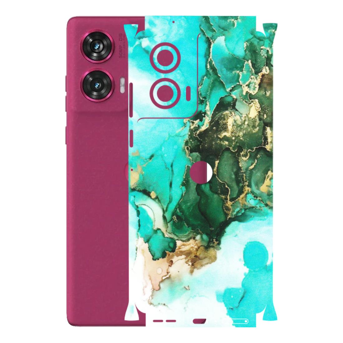 Motorola Phone Skins (All Models) - The Blue Gold Marble - Matte Finish (M-124) Motorola Edge 50 Fusion (5G)