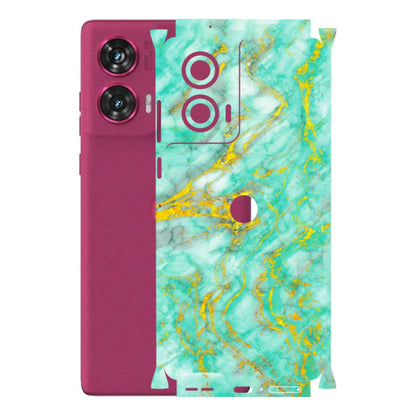 Motorola Phone Skins (All Models) - Green And Gold Marble Feel - Matte Finish (M-16) Motorola Edge 50 Fusion (5G)