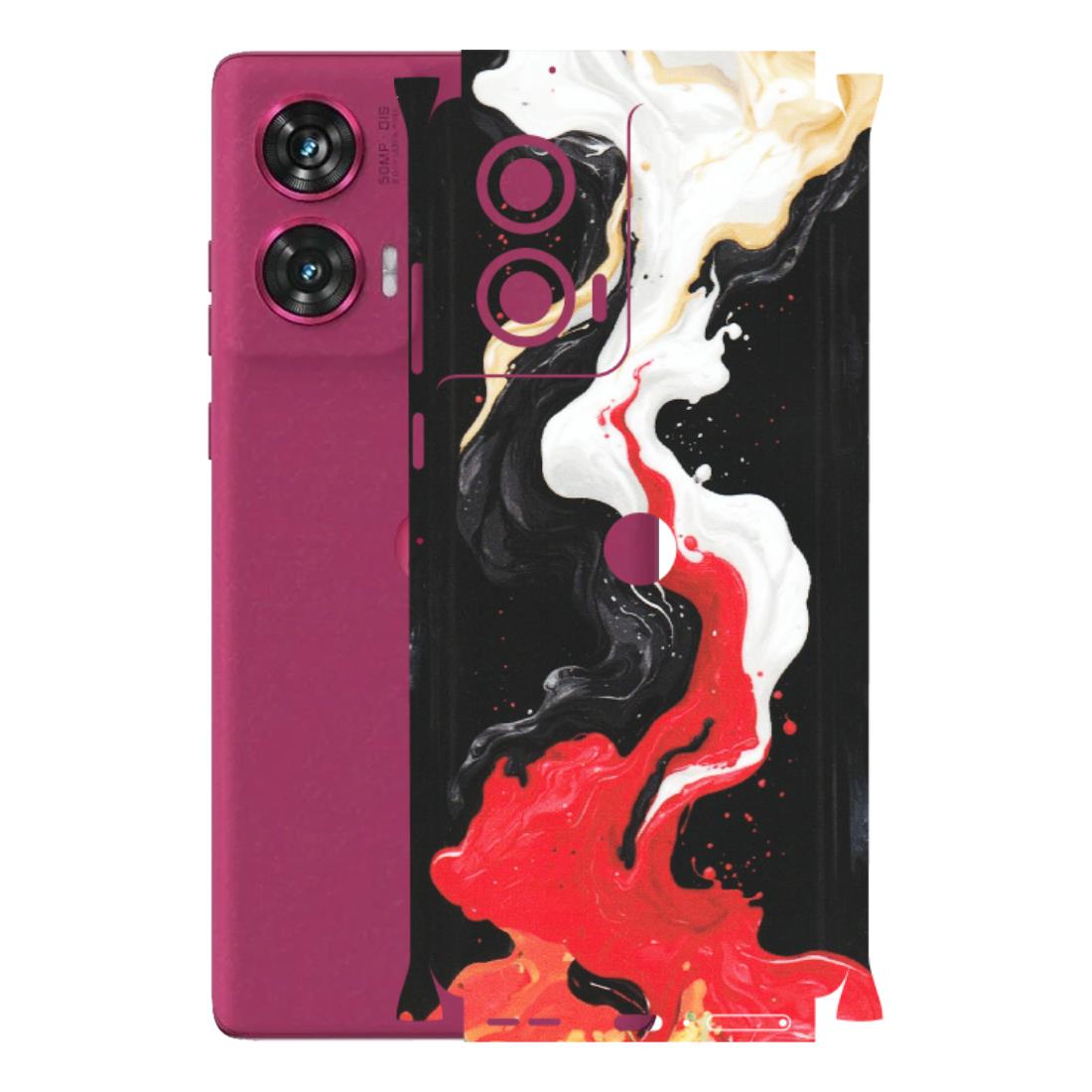 Motorola Phone Skins (All Models) - Black Red White Paint Splash Fusion - Matte Finish (M-56) Motorola Edge 50 Fusion (5G)