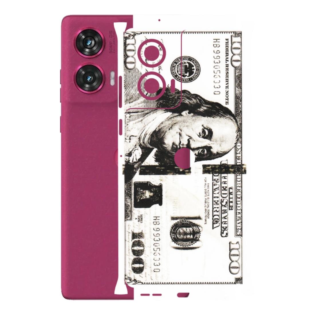 Motorola Phone Skins (All Models) - 100 Dollar Currency - Transparent Finish (T-01) Motorola Edge 50 Fusion (5G)