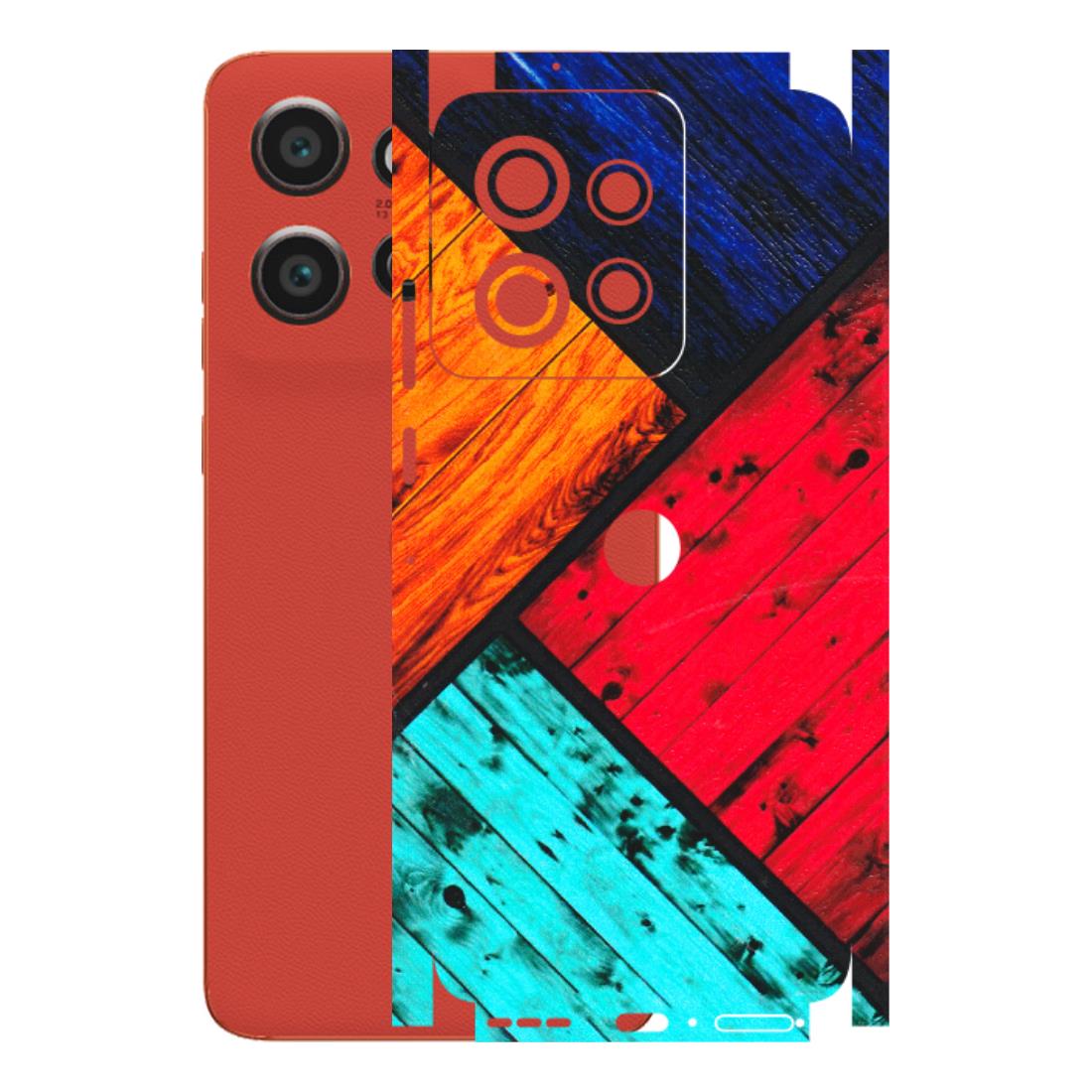 Motorola Phone Skins (All Models) - Colourful Wood Panels Abstract - 3D Embossed Finish (L-09) Motorola Edge 50 Neo (5G)