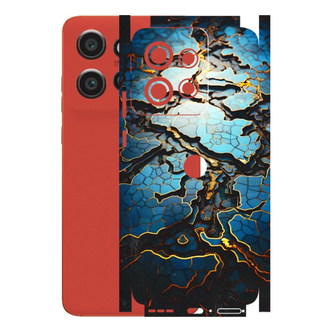 Motorola Phone Skins (All Models) - Blue Gold Abstract - 3D Embossed Finish (L-11) Motorola Edge 50 Neo (5G)