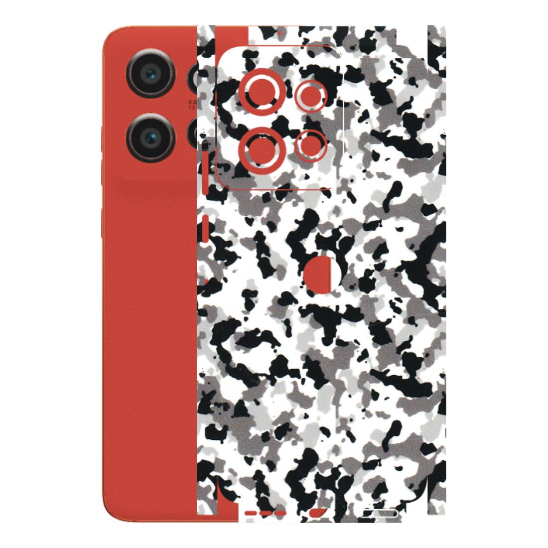 Motorola Phone Skins (All Models) - White Black Camouflage - 3D Embossed Finish (L-18) Motorola Edge 50 Neo (5G)