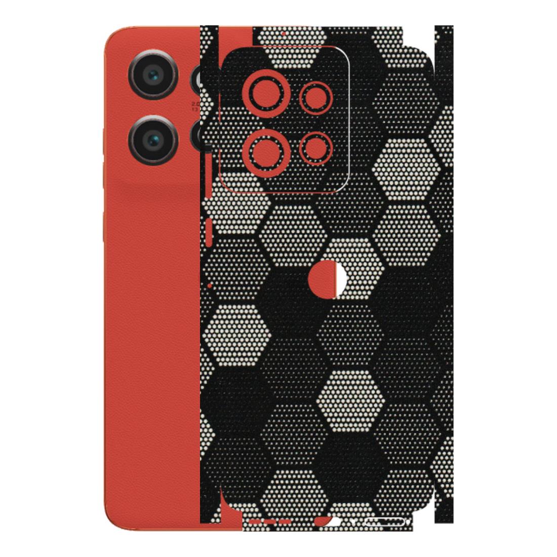 Motorola Phone Skins (All Models) - Black & White Dotted Honeycomb Texture - 3D Embossed Finish (L-202) Motorola Edge 50 Neo (5G)