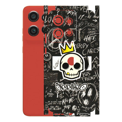 Motorola Phone Skins (All Models) - Funny Skull Black Chalk Grafitti - 3D Embossed Finish (L-22) Motorola Edge 50 Neo (5G)