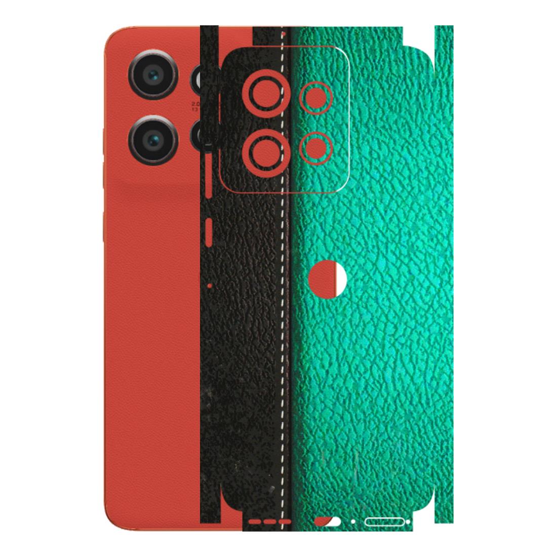 Motorola Phone Skins (All Models) - Black Green Dual Leather Stich - 3D Embossed Finish (L-233) Motorola Edge 50 Neo (5G)