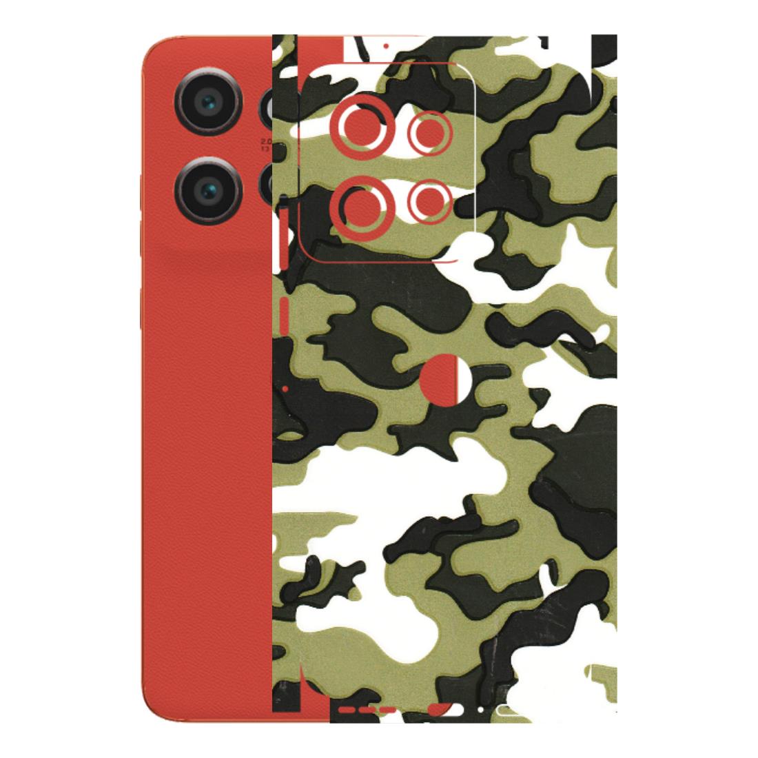 Motorola Phone Skins (All Models) - Camouflages White And Green - 3D Embossed Finish (L-243) Motorola Edge 50 Neo (5G)