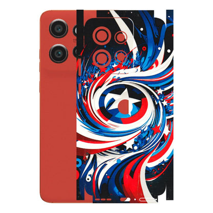 Motorola Phone Skins (All Models) - Captain America Logo - 3D Embossed Finish (L-307) Motorola Edge 50 Neo (5G)