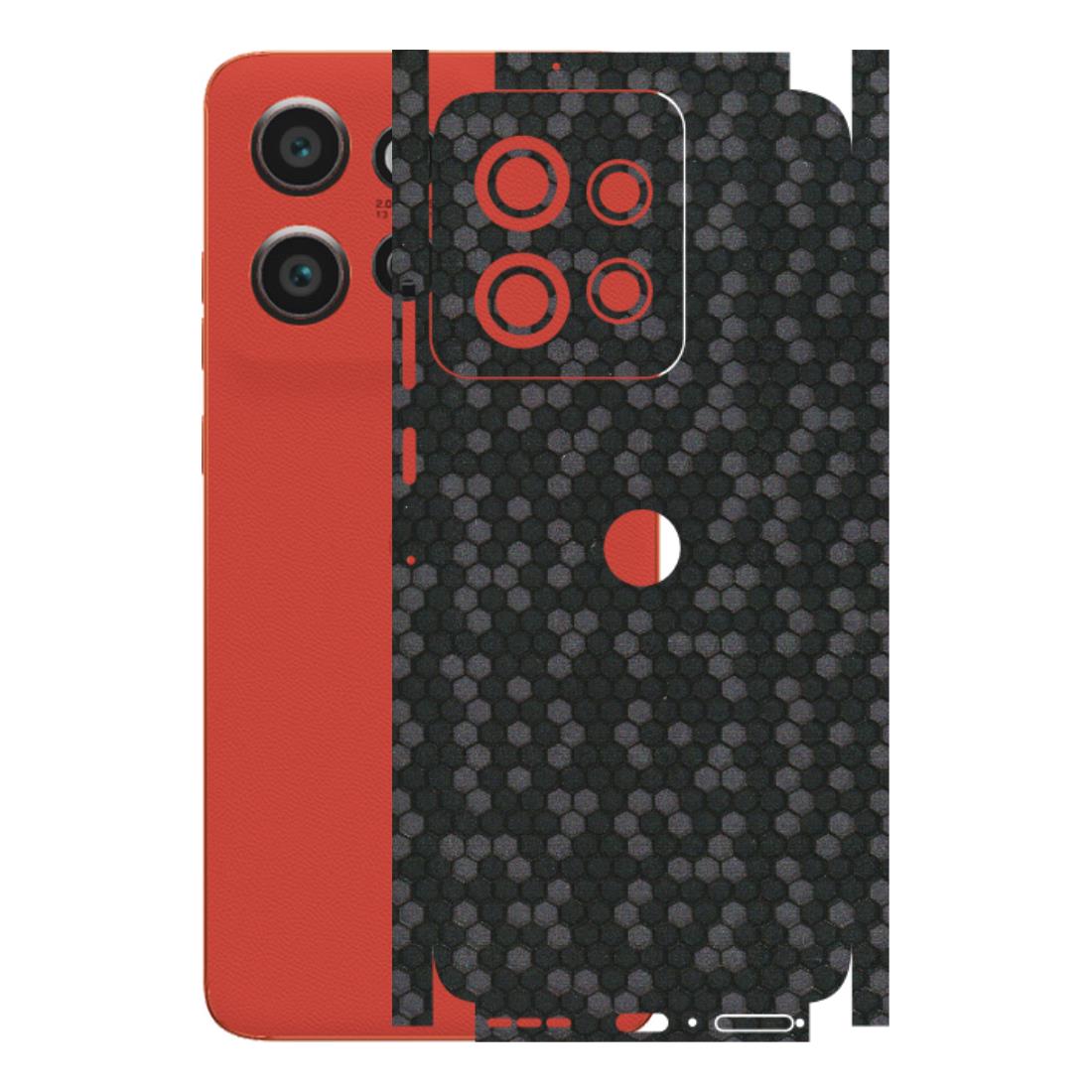 Motorola Phone Skins (All Models) - Black Grey Honeycomb Sober - 3D Embossed Finish (L-85) Motorola Edge 50 Neo (5G)