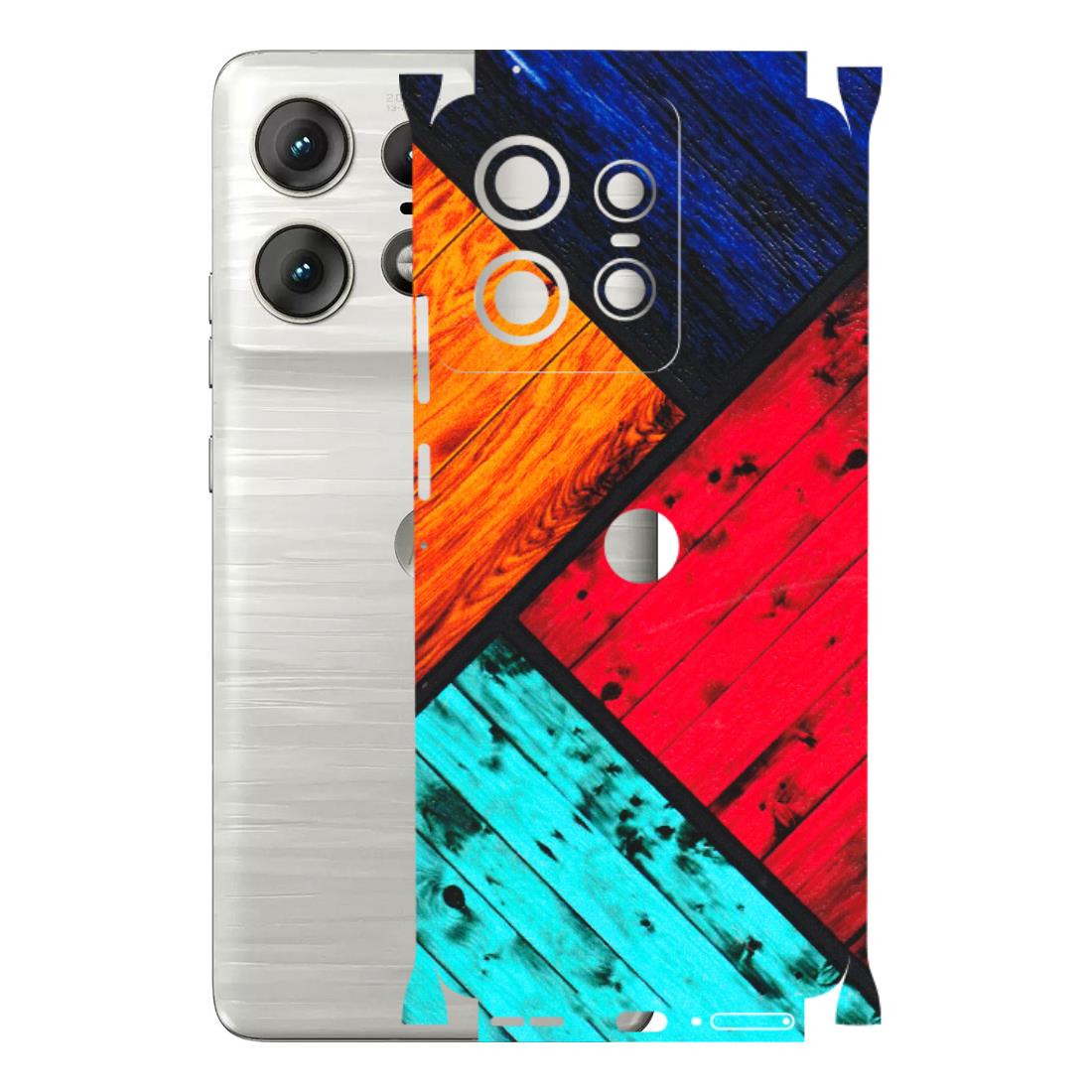 Motorola Phone Skins (All Models) - Colourful Wood Panels Abstract - 3D Embossed Finish (L-09) Motorola Edge 50 PRO (5G)