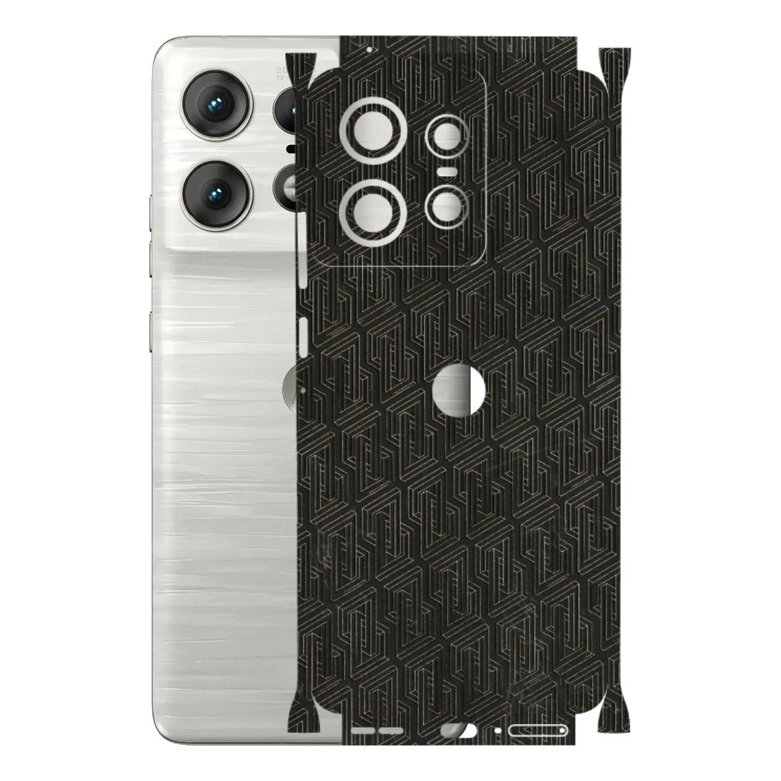 Motorola Phone Skins (All Models) - Black Abstract Pattern - 3D Embossed Finish (L-117) Motorola Edge 50 PRO (5G)