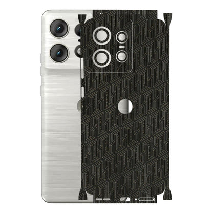 Motorola Phone Skins (All Models) - Black Abstract Pattern - 3D Embossed Finish (L-117) Motorola Edge 50 PRO (5G)