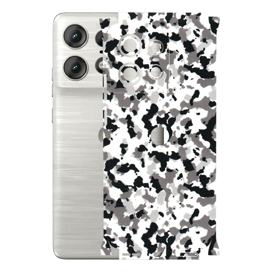 Motorola Phone Skins (All Models) - White Black Camouflage - 3D Embossed Finish (L-18) Motorola Edge 50 PRO (5G)