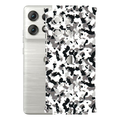 Motorola Phone Skins (All Models) - White Black Camouflage - 3D Embossed Finish (L-18) Motorola Edge 50 PRO (5G)