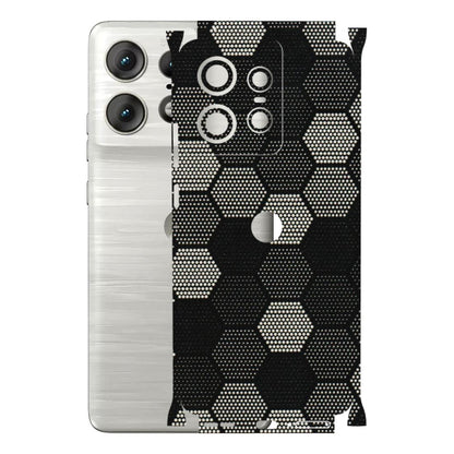 Motorola Phone Skins (All Models) - Black & White Dotted Honeycomb Texture - 3D Embossed Finish (L-202) Motorola Edge 50 PRO (5G)