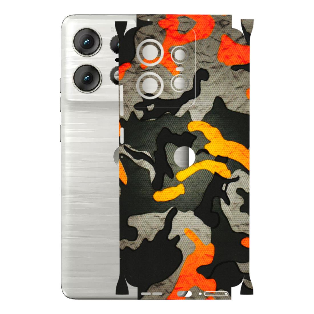 Motorola Phone Skins (All Models) - Orange Camouflage - 3D Embossed Finish (L-204) Motorola Edge 50 PRO (5G)