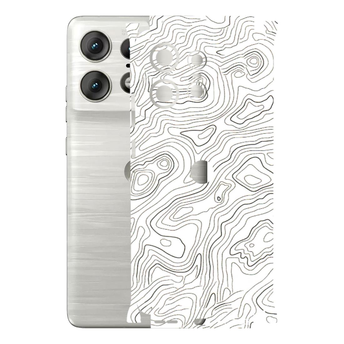 Motorola Phone Skins (All Models) - White Black Swirls - 3D Embossed Finish (L-219) Motorola Edge 50 PRO (5G)