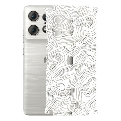 Motorola Phone Skins (All Models) - White Black Swirls - 3D Embossed Finish (L-219) Motorola Edge 50 PRO (5G)