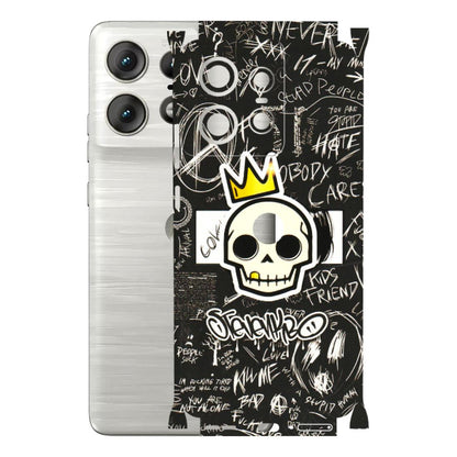 Motorola Phone Skins (All Models) - Funny Skull Black Chalk Grafitti - 3D Embossed Finish (L-22) Motorola Edge 50 PRO (5G)