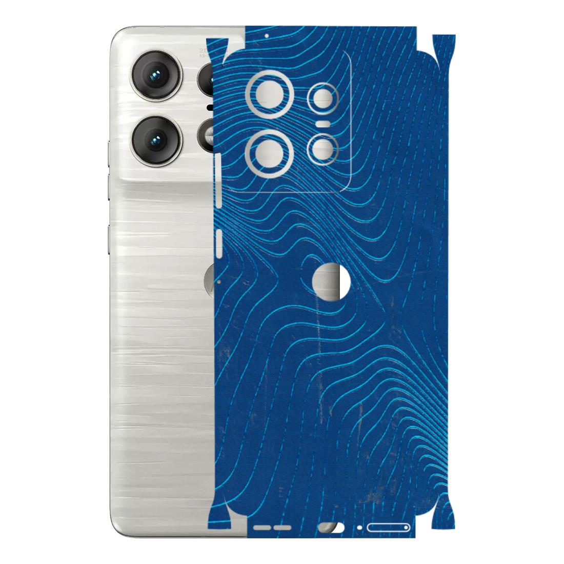 Motorola Phone Skins (All Models) - Abstract Blue Line Map - 3D Embossed Finish (L-272) Motorola Edge 50 PRO (5G)