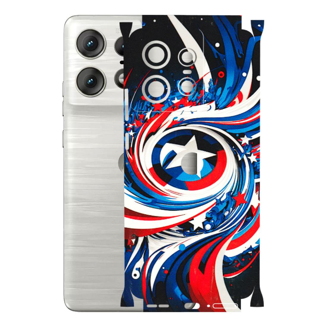 Motorola Phone Skins (All Models) - Captain America Logo - 3D Embossed Finish (L-307) Motorola Edge 50 PRO (5G)