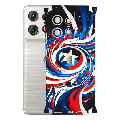 Motorola Phone Skins (All Models) - Captain America Logo - 3D Embossed Finish (L-307) Motorola Edge 50 PRO (5G)