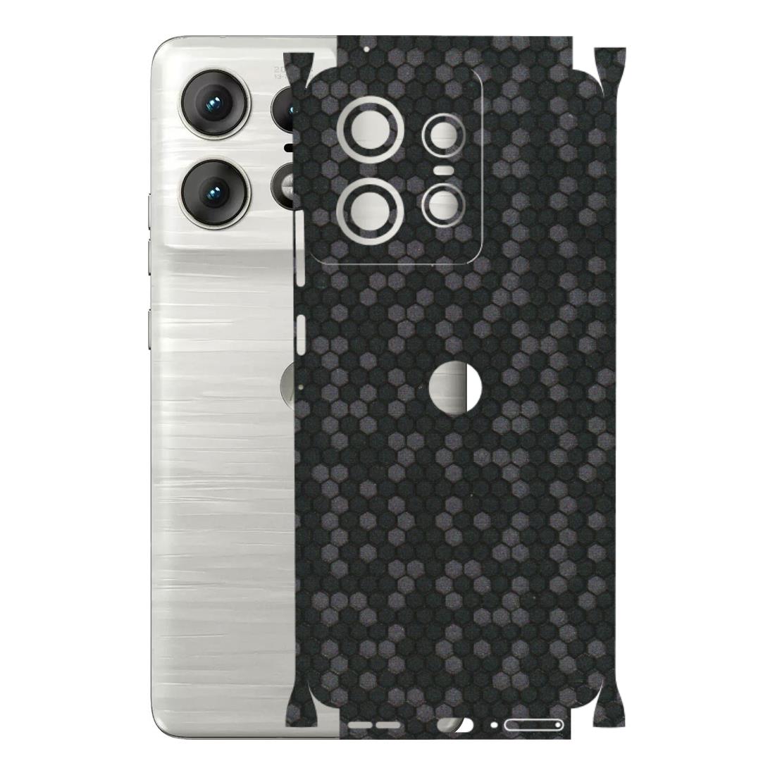 Motorola Phone Skins (All Models) - Black Grey Honeycomb Sober - 3D Embossed Finish (L-85) Motorola Edge 50 PRO (5G)