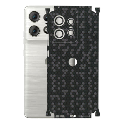 Motorola Phone Skins (All Models) - Black Grey Honeycomb Sober - 3D Embossed Finish (L-85) Motorola Edge 50 PRO (5G)